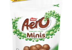 Minis chocolat au lait et menthe poivrée AERO, 135 grammes.