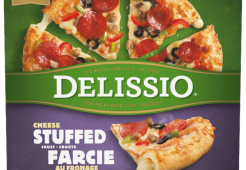 DELISSIO Stuffed Crust Deluxe Pizza, 744 grams.