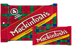 MACKINTOSH Toffee 4 bar multipack, 4 x 25 grams.